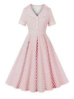 Vestido Largo de Verano con Estampado de Puntos Cuerda Alta, Cuello Dobladillo, Botones de Front - details 7