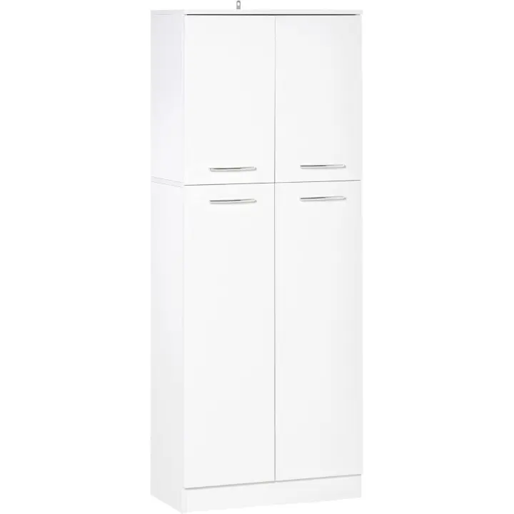 Mueble de Almacenamiento Alto con 2 Puertas Diseño Moderno con 5 Estantes Ajustables para Sala de Estar, Dormitorio, Cocina 59x31x155 cm Blanco - 1