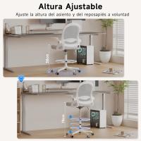 Silla de Escritorio Ergonómica con Malla Transpirable, Reposabrazos Abatibles, Silla para Ordenador de Altura Regulable, Silla Giratoria de 360 ° , Gris - details 26