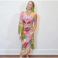 BUNO-Vestido Midi con borla y hombro Diagonal para mujer, cintura elegante, ahuecado, asimétrico, dobladillo Irregular, Vestido de noche de fiesta de verano - details 2