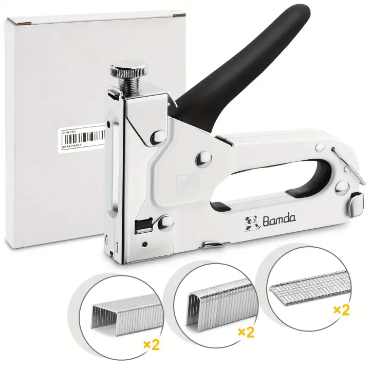 Pistola de grapas 3 en 1, Kit de pistola de grapas resistente con 300 grapas, grapadora de tapicería para Material de fijación, decoración - 1