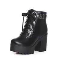 Botines de mujer, tacones altos con plataforma, ropa de club con cordones, zapatos punk - details 4