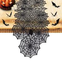 Decoración de camino, camino de mesa de tela de araña negra para mesa de cocina, decoración interior de Halloween, 1 pieza. - details 0