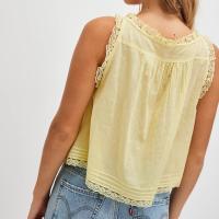 Camiseta sin mangas con lazo frontal para mujer, sin mangas, cuello redondo, ribete de encaje, chaleco corto con volantes transparentes, camisetas de verano Y2k linda camiseta - details 9