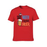 Camiseta Casual para Hombres con Estampado de Patrón Diseño 'Ahorra Agua y Bebida de Cerveza' - details 6