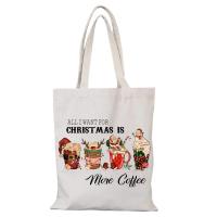 Bolsos De señora, bolso De mano De lona De Feliz Navidad, regalo De Año Nuevo para mujer, bolsos De dibujos animados, bolso De hombro para mujer, bolso De compras ecológico - details 7