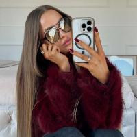 Abrigo Retro Borgoña con cuello abatible y mangas largas, abrigo corto y cálido, chaqueta holgada de piel sintética de Color sólido, abrigos de calle altos para mujer - details 12