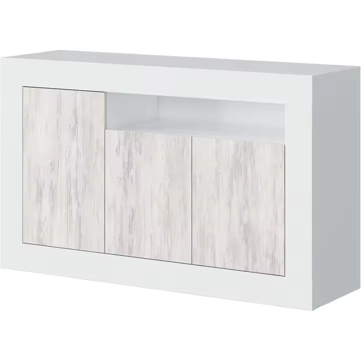 Buffet de Salón Aparador de 3 Puertas Estilo Baltik Acabado en Blanco Artik y Blanco Viejo - 1