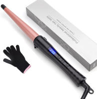 SSITO Rizadores de pelo cónicos para Mujer, rizador eléctrico de pelo Largo with Pantalla LED y Control de temp, Varita rizadora, 13-25mm - details 0