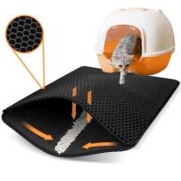 COTTECOTA-Tapete de arena para gatos 40x50 cm Alfombrilla Lavable Mantel de arena para gatos Diseño de panal de abeja bonito tapete impermeable fácil de limpiar, mantel individual para alimentos y agua, lavable para gatos, Tapete para gatos antideslizante - details 8