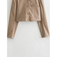 BUNO-novedad de verano, producto, moda para mujer, Chaqueta corta de manga larga con cuello levantado Simple, abrigo, pantalones sueltos, conjunto informal - details 16