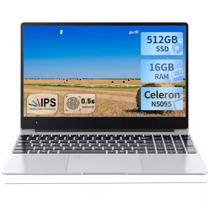 Portátil ultrafino Windows 11 Pro 15.6 pulgadas Intel Celeron N5095 16GB RAM 512GB almacenamiento - 1