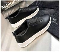 Moda al aire libre Pu cuero altura creciente zapatos corrientes casuales negros, zapatos deportivos para hombres - details 16
