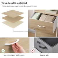 Cajonera para armario, cómoda dormitorio 8 cajones de tela, estantes de madera, cómoda de salón, cajas organizadoras, estructura metálica, estilo industrial - details 16