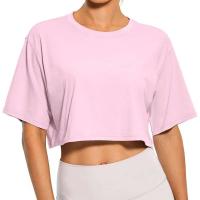 Camiseta divertida Y2K informal para mujer, Tops cortos rosas, camiseta holgada corta con cuello redondo, ropa de calle de verano - details 3
