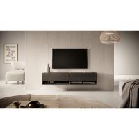 TV Suspendido con 2 Puertas 2 Cajones Mesa De TV para Salón Dormitorio 140 cm Mármol Blanco con Inserción Dorada Mirrgo - details 12