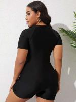 Bikini de gran tamaño para mujer 2024, traje de baño de una pieza de manga corta para mujer, Monokini, ropa de playa - details 4
