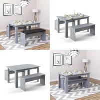 Mesa de comedor Sentio, antracita/roble dorado, 90 x 140 cm con 2 bancos - details 31