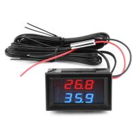 Termómetro digital doble de tres dígitos, sensor de temperatura de alta precisión, CC 5~80V-50~+125 ℃ , longitud del cable de 1m, rojo y azul - details 0