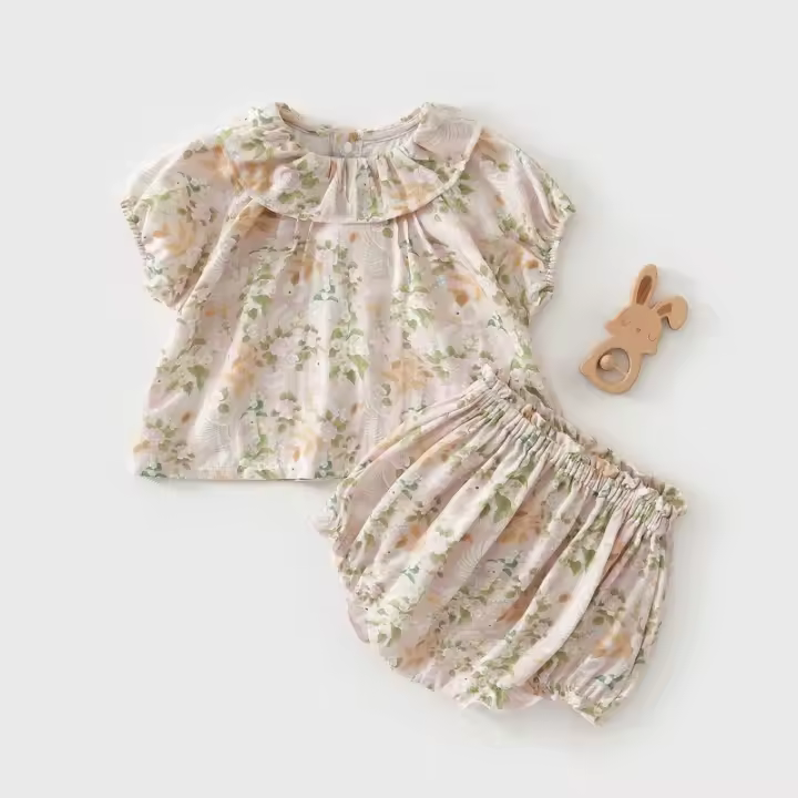 Traje de niñas bebé verano traje de gasa fina princesa bud pantalones traje ropa de bebé niña tesoro verano - 1
