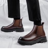 Botas Chelsea de cuero británico para hombre, botas de cuero de caña alta de lana, botas versátiles de moda. - details 15
