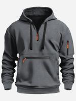 Men's Hooded Sweater Leisure Sports Pullover Retro Harajuku Long Sleeve Zipper Multi-pocket Casual Loose Coat Street Wear - details 1