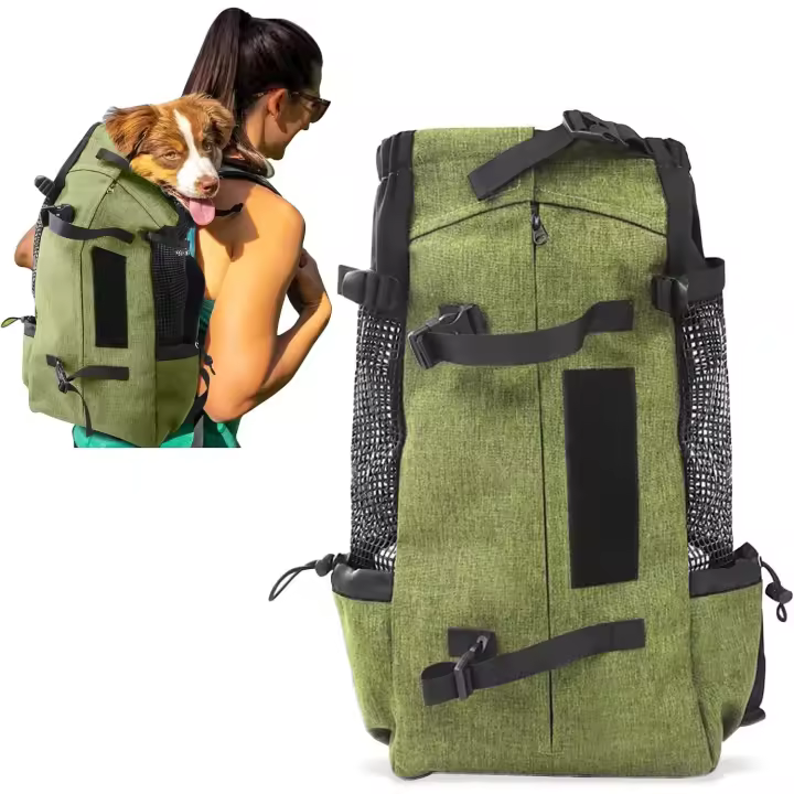 PETCUTE Mochila para Perros Bolsa de Transporte para Gato Perro Grandes Transpirable Bolsa Portaperro para Caminatas Portátil Viaje hasta 16,5kg Gris - 1