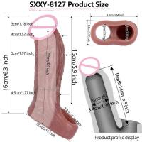 Empaque privado Sexy SXXY Funda realista de silicona suave Extensor de consolador Aumento Retraso de la eyaculación Condón reutilizable Hombres Coqueteando Juguetes sexuales - details 2