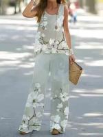 Conjunto de 2 piezas para mujer, tops y pantalones estampados, chaleco elegante, pantalones de verano - details 2