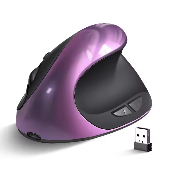 BTS-908-ratón vertical recargable inalámbrico, receptor ergonómico de 2,4G, USB 1600 DPI ajustable - 1