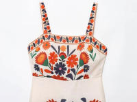 TRAFZA-vestido Midi con estampado Floral para mujer, vestido informal sin mangas con cuello cuadrado y cremallera lateral, estilo de vacaciones a la moda de verano - details 3