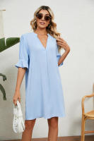 Vestido túnica para mujer, corto de verano, elegante blusa, informal, holgado, con mangas medias - details 1