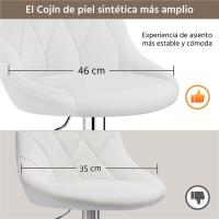 2 Taburetes de Bar de Altura Ajustable 86-107,5 cm Sillas de Bar Asiento Giratorio Reposapiés Cuadrado Estructura de Metal Blanco - details 1