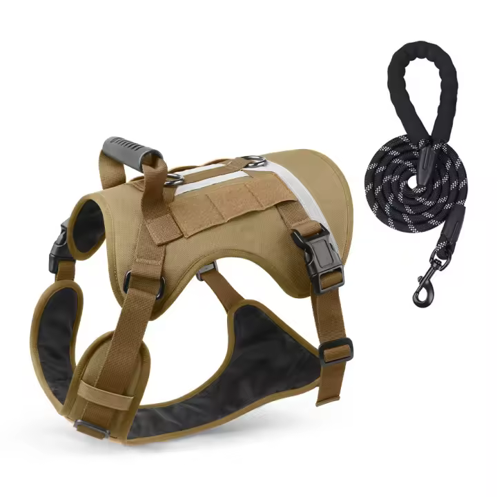 Suministros para gatos, conjunto de correa reflectante para perros, Anti Escape, sin tirones, arnés para perros grandes, chaleco, cuerda de tracción ajustable transpirable para perros y cachorros - 1