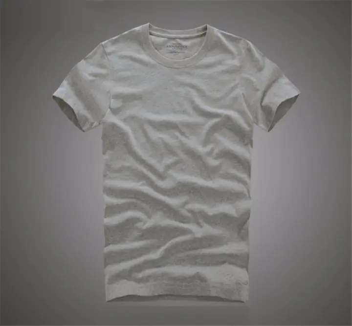 Camiseta 100% algodón puro para hombre, camisa de manga corta con cuello redondo de color liso, top de alta calidad, ropa suave - 1