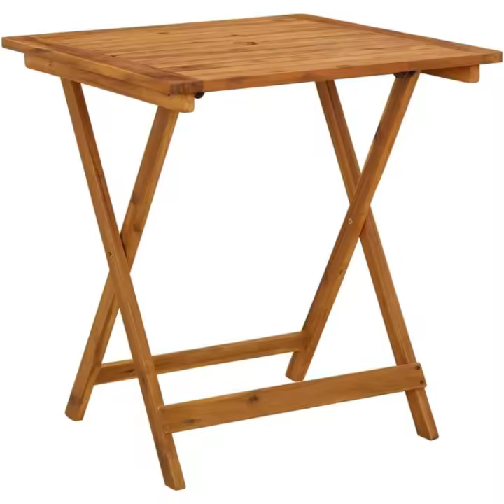 Mesa Plegable de Jardín Unitario Mueble para Exterior Patio Balcón Terraza Redonda Mesa de Tomar el Sol Café Madera Maciza Acacia - 1