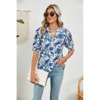 Camiseta holgada con estampado vintage para mujer, ropa de manga corta de estilo coreano a la moda, Top informal con cuello en V para mujer - details 6