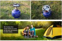 Hornillo Camping Gas, Estufa de Camping, Estufa Exterior del Quemador portátil Plegable Mini Acampar del Horno Cabeza Juego de Utensilios para la Comida campestre de Plata Que acampa (Gas no incluido) - details 2