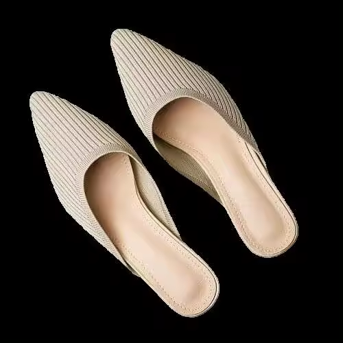 Zapatos planos elegantes de punto con mosca puntiagudos, cómodos, de cuero genuino, suaves, ligeros y transpirables para mujer, verano - 1