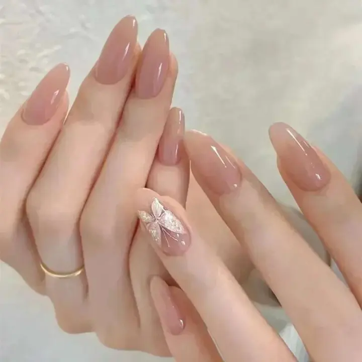 Conjunto Completo de 24 Piezas de Arte de Ballet en Uñas Diseños de Perlas Blancas y Lazos de Almendra Ideal para Bailarinas Francesas - 1