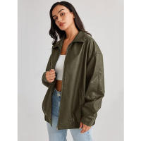 Chaqueta de Moto para Mujer de Tamaño Grande en Cuero Pretendido para Outfit de Otoño/Invierno 2024 con Cierre de Cremallera y Forro de Poliéster - details 20