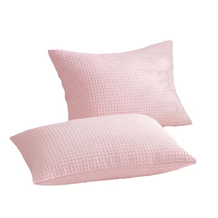 Funda de Almohada de Tejido de Champán Suave Funda de Almohada Europea Transpirable y Amigable con la Piel 66.04cm x 66.04cm Dos Piezas Sin Relleno Blanco - 1