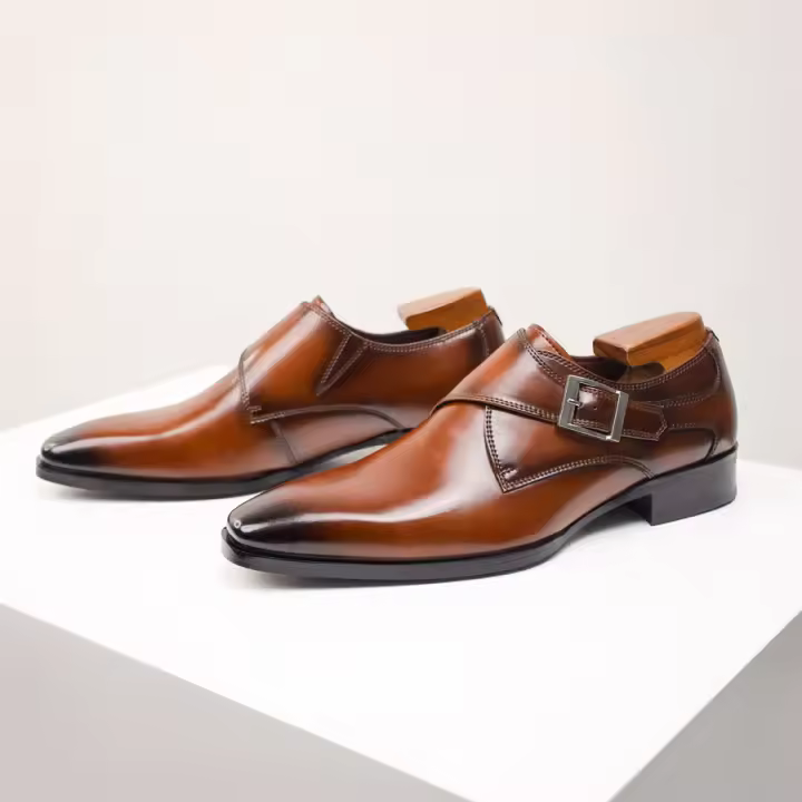 Zapatos de cuero con hebilla de monje, zapatos de vestir para hombre de negocios, zapatos de cuero estilo británico para hombre - 1