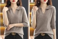 Suéteres de Punto para Mujer Ropa Cálida de Moda, Suéter Informal de Manga Larga con Cuello en V, Top Holgado, Otoño e Invierno, Novedad de 2025 - details 9
