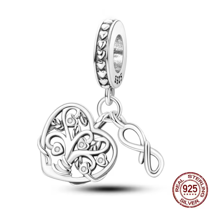 Sier Charm Pad S Butterfly R Heart, pulsera original de 3MM y exquisita joyería de cumpleaños para mujer, hecha de metal - 1