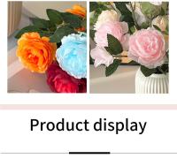 2 uds realista 3 cabezas flor de peonía Artificial 64CM DIY peonía flor simulada flores artificiales de seda para decoración de boda en casa - details 6