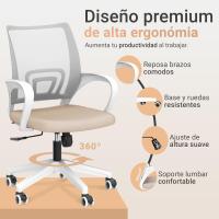 Silla Escritorio Ergonómica - Silla Oficina con Apoyo Lumbar, Estructura de Plastico, Malla Transpirable, Ruedas Giratorias 360 °   Soporta hasta 120kg - details 3