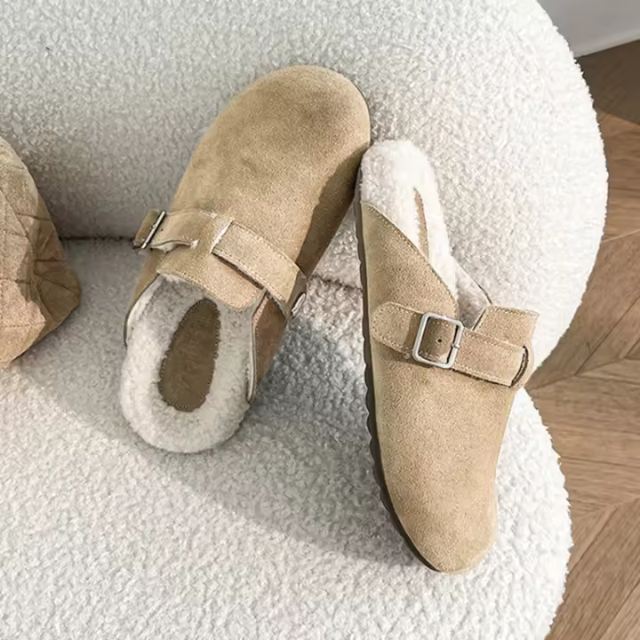 Un pedal de fondo plano bolsa cabeza perezosa medias zapatillas de terciopelo zapatos de mujer de gran tamaño. - 1