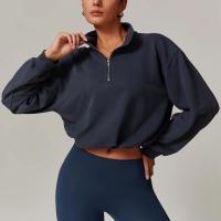 Sudadera con cuello alto y cremallera para mujer, Jersey deportivo holgado informal, ropa de Yoga y gimnasio, adecuada para correr y Fitness - details 3