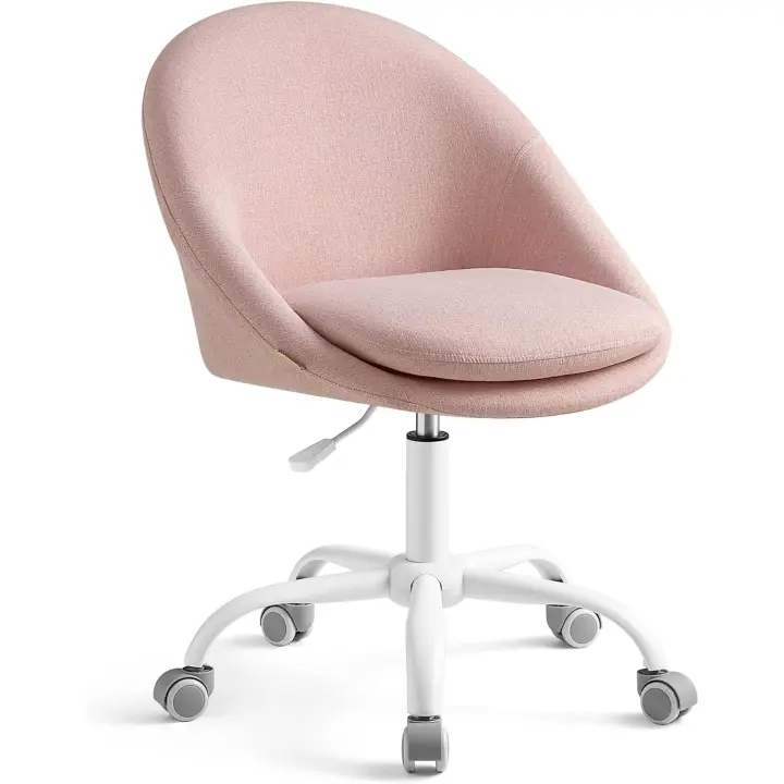 Giratoria Algodón y Lino, Escritorio, Acolchada Espuma, Altura Ajustable, Estudio, Dormitorio, Gris Paloma - 1